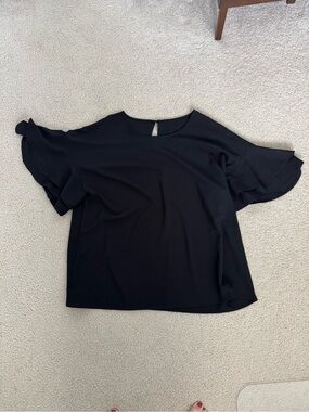 Black Ruffle Sleeve Women's Top